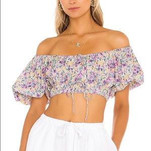 sndys off the shoulder floral top